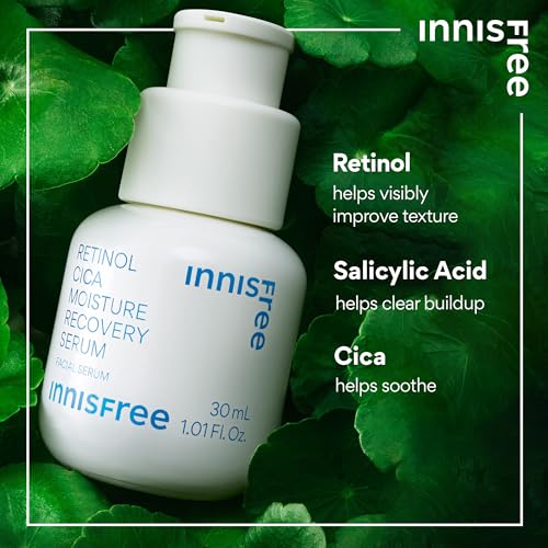 innisfree Retinol Cica Moisture Recovery Serum with Retinol, Salicylic Acid, and Cica, Gentle Korean Soothing Serum (Packaging May Vary) - Image 2