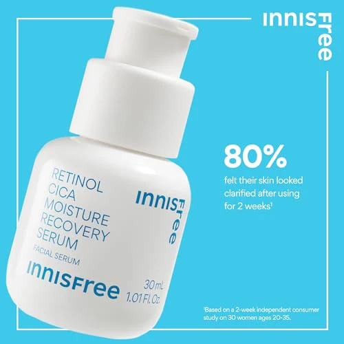 innisfree Retinol Cica Moisture Recovery Serum with Retinol, Salicylic Acid, and Cica, Gentle Korean Soothing Serum (Packaging May Vary) - Image 3