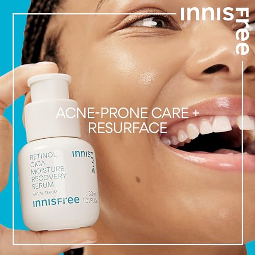 innisfree Retinol Cica Moisture Recovery Serum with Retinol, Salicylic Acid, and Cica, Gentle Korean Soothing Serum (Packaging May Vary) - Image 4