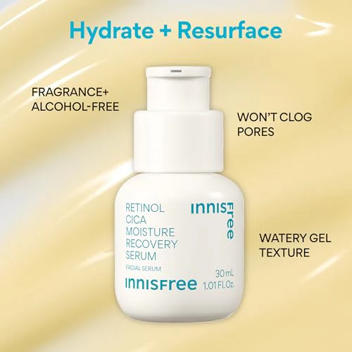 innisfree Retinol Cica Moisture Recovery Serum with Retinol, Salicylic Acid, and Cica, Gentle Korean Soothing Serum (Packaging May Vary) - Image 5