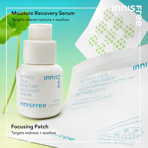 innisfree Retinol Cica Moisture Recovery Serum with Retinol, Salicylic Acid, and Cica, Gentle Korean Soothing Serum (Packaging May Vary) - Image 7