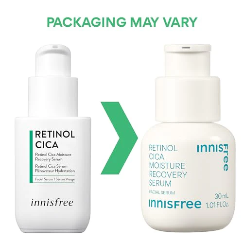 innisfree Retinol Cica Moisture Recovery Serum with Retinol, Salicylic Acid, and Cica, Gentle Korean Soothing Serum (Packaging May Vary) - Image 9