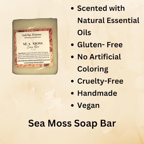 Sea Moss Soap 2 bars| Handmade| For All Skin Types Acne, Eczema, Psoriasis | Shea Butter, All Natural, Body and Face, Dr. Sebi Inspired, Vegan, Gluten Free, Men & Women, Moisturizing, Essential Oils - Image 4