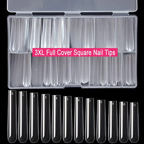 3XL Square Full Cover Nail Tips,SWETIDY 360PCS XXXL Straight Tapered Square Press on Nail Tips with Box for Nail Salons and DIY Nail Art, 12 Sizes with Box - Image 2