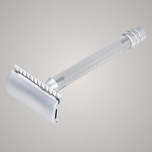 MERKUR Safety Razor 22C Matte Chrome Satin Finish Three-Piece Razor with Straight Cut Closed Comb Ideal for Wet Shaving Die-Cast Zinc Brass Handle Made in Germany - Image 5