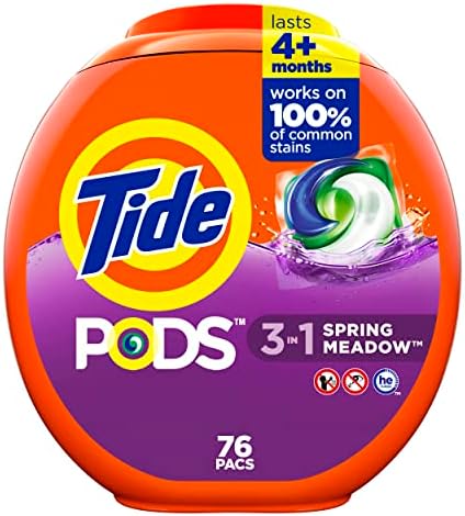 Tide PODS Liquid Laundry Detergent Soap Pacs, Powerful 3-in-1 Clean in One Step, He Compatible, Spring Meadow Scent, 76 Count - Image 4