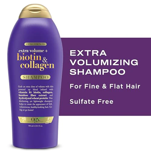 OGX Biotin & Collagen Extra Strength Volumizing Shampoo for Thicker, Fuller Hair, 25.4 fl oz - Image 8
