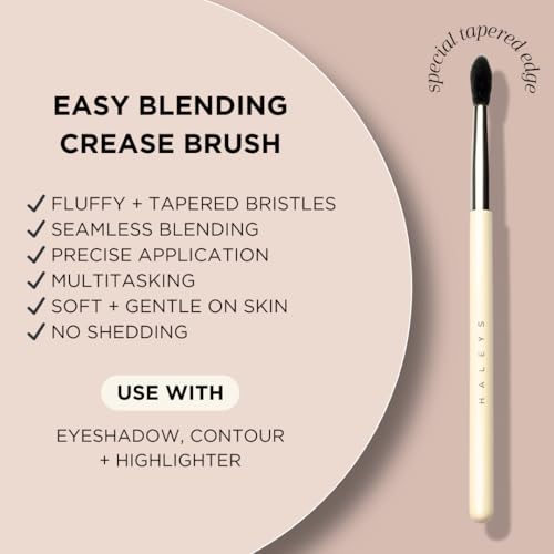 HALEYS Crease Eyeshadow Brush, Medium Fluffy Tapered Brush, Soft, Easy Blending Makeup Tool, Seamless, Multi-tasking Makeup Brush for Cream and Powder, High-end Synthetic Bristles, Vegan + CF - Image 2
