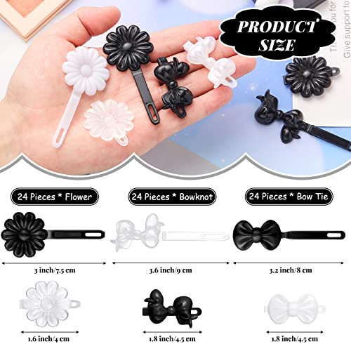 Janinka 72 Pieces Self Hinge Plastic Hair Clips: 80s 90s Cartoon Hairpins, Colorful Cute Clips for Toddler Girls (White Black Clear, Classic) - Image 2