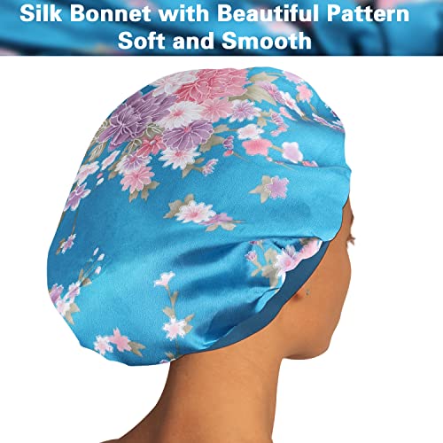 Satin Bonnet Silk Bonnet Hair Bonnet for Sleeping- 6 Pack Bonnets for Black Women with Wide Elastic Band for Curly Hair - Image 3