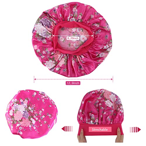 Satin Bonnet Silk Bonnet Hair Bonnet for Sleeping- 6 Pack Bonnets for Black Women with Wide Elastic Band for Curly Hair - Image 5