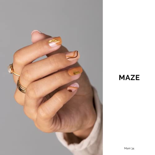 Nailog Semi Cured Gel Nail Strips 34 pcs| Long Lasting Nail Polish Sticker Wraps with Glossy Gel Finish, Maze - Image 2