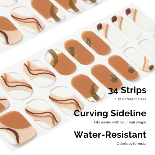 Nailog Semi Cured Gel Nail Strips 34 pcs| Long Lasting Nail Polish Sticker Wraps with Glossy Gel Finish, Maze - Image 3