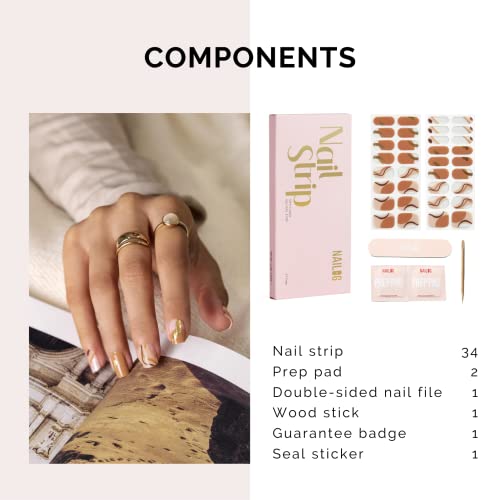 Nailog Semi Cured Gel Nail Strips 34 pcs| Long Lasting Nail Polish Sticker Wraps with Glossy Gel Finish, Maze - Image 6