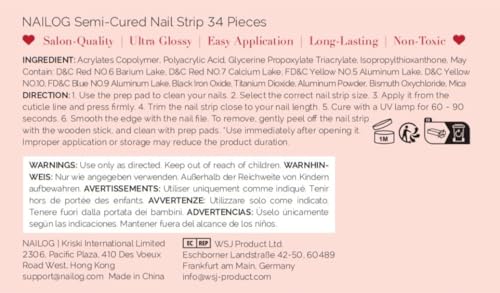 Nailog Semi Cured Gel Nail Strips 34 pcs| Long Lasting Nail Polish Sticker Wraps with Glossy Gel Finish, Maze - Image 7