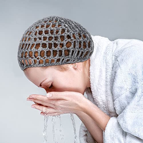 4 Pieces Mesh Crochet Hair Net Rayon Knit Snood Hat Thick Short Women Hairnet Snoods Cover Ornament for Sleeping (Black, Gray) - Image 6