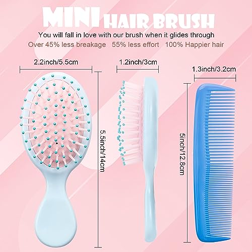 ANSLCA Bulk Mini Brush Set - 28 Pack: 14 Travel Mini Brushes + 14 Wide Detangling Mini Combs for Wet/Dry Hair (Stylish Colorful) - Image 3