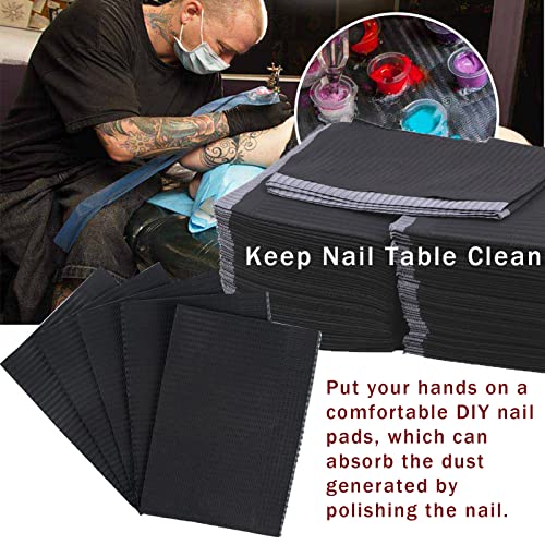 125PCS Disposable Nail Art Table Towels Mat 13" X 17" Waterproof 3 Ply Nail Art Mat Paper Sheet Clean Pads Tattooing Table Mat Nail Table Cover Tattoo Supplies (Black) - Image 7