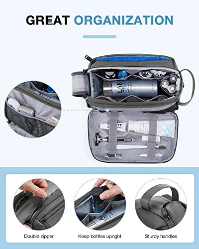 BAGSMART Toiletry Bag for Men, Large Travel Toiletry Organizer, Dopp Kit Water-resistant Shaving Bag for Toiletries Accessories - Grey - Image 2