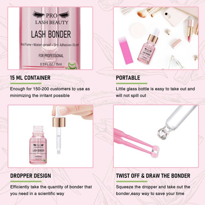Lash Bonder for Eyelash Extensions Super Bonder Glue Accelerator with 10Pcs cotton swab Lash Extension Sealant Longer Retention Waterproof Oil-proof Special Dropper design for Dose Control(Aloe,15ml) - Image 3