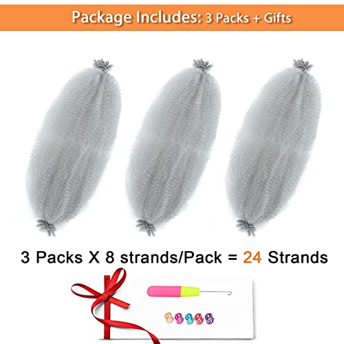 3 Packs Grey Afro Twist Hair 24 Inch Springy Afro Twist Hair Gray Pre-Separated Afro Twist Braiding Hair for Distressed Faux Soft Locs (24 Inch, 3Packs, Gray#) - Image 6