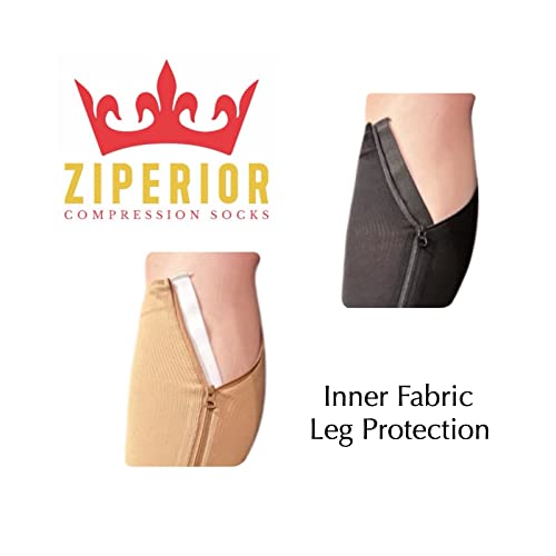 Inside Leg Zipper 20-30 mmHg Compression Grade Calf Closed Toe Socks (Black, 4X-Large) - Image 3