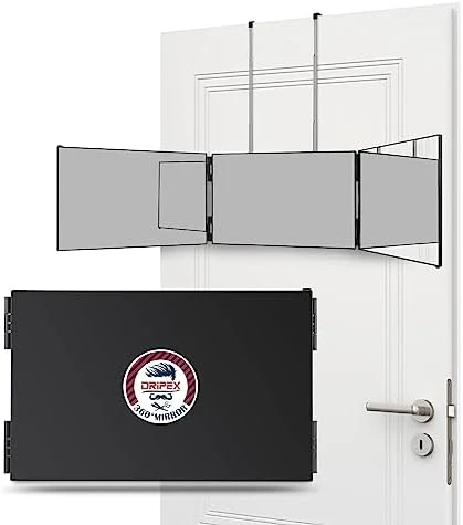 Dripex 3 Way Mirror for Self Hair Cutting, 360° Mirror for Men or Women, Trifold Self Haircut Mirror with Height Adjustable Hooks, for Makeup, Styling, Shaving, Braiding, Dye Hair (Black Without LED) - Image 9