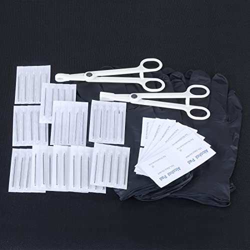 120PCS Body Piercing Kit Surgical Steel 14G 16G 20G BCR CBR Labret Lip Rings Cartilage Daith Earrings Nose Septum Nose Studs Belly Button Rings Piercing Jewelry Needles Gloves Clamps Tools - Image 6