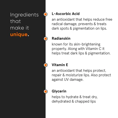 Minimalist Lip Treatment Balm for Lightening Dark Lips, Hydrating & Softening | 8% L-Ascorbic Acid with Vitamin E, Radianskin & Glycerine | For Women & Men | 0.42 Oz / 12 gm - Image 3