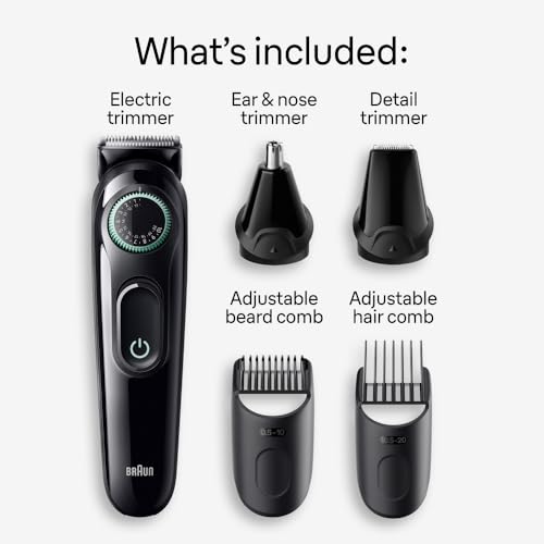 Braun All-In-One Style Kit Series 3 3450, 5-in-1 Trimmer for Men with Beard Trimmer, Ear & Nose Trimmer, Hair Clippers & More, Ultra-Sharp Blade, 40 Length Settings and Washable - Image 2