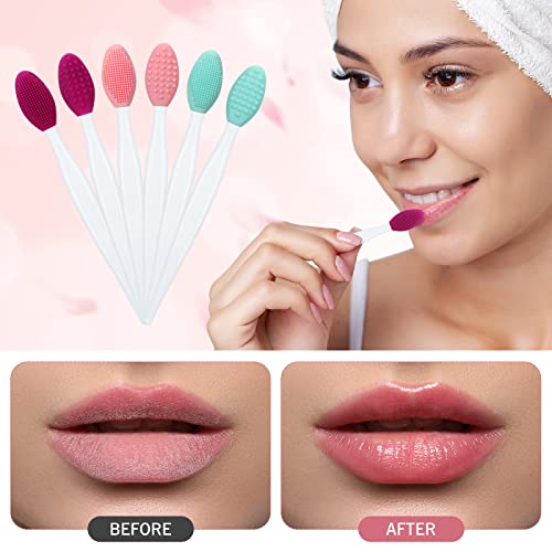 Patelai 24 Pcs Silicone Exfoliating Lip Brush with Container, Double Sided Silicone Lip Scrubber Soft Cleaning Brush Face Cleaning Applicator for Plump Smoother Lip Appearance(Pink, Green, Purple) - Image 2
