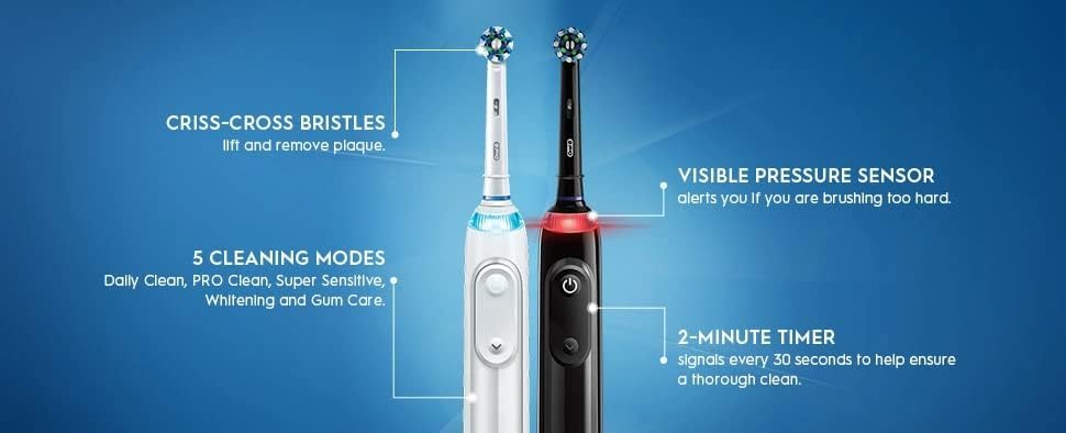 Oral-B Professional Clean 5000 X Electric Toothbrush Twin Pack, Rechargeable Power Toothbrushes - Pack of 2 - Image 6