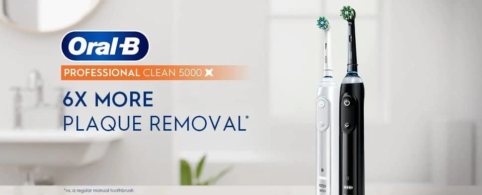 Oral-B Professional Clean 5000 X Electric Toothbrush Twin Pack, Rechargeable Power Toothbrushes - Pack of 2 - Image 7