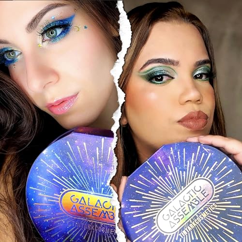 Galactic Assemble Eyeshadow Palette 14 Colors Glitter Shimmer Metallic Eye Shadow Pallet Brown Blue Galaxy Eye Makeup Palettes Create Space-like Eyes Make up Vegan & Talc Free - Image 4