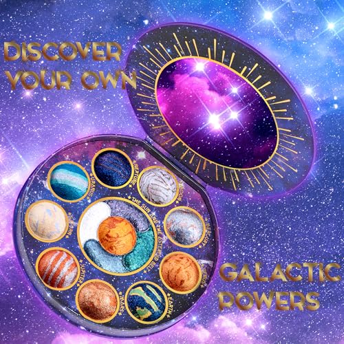Galactic Assemble Eyeshadow Palette 14 Colors Glitter Shimmer Metallic Eye Shadow Pallet Brown Blue Galaxy Eye Makeup Palettes Create Space-like Eyes Make up Vegan & Talc Free - Image 5