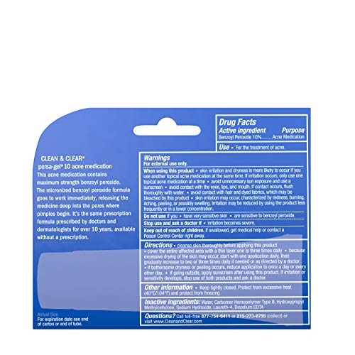 Clean & Clear, Persa-Gel 10 Acne Spot Treatment, Maximum Strength, 1 Oz (Pack of 2) - Image 8