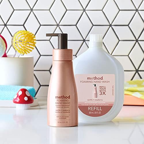 Method Premium Foaming Hand Wash, Vanilla + Raspberry, Reusable Pink Aluminum Bottle, Biodegradable Formula, 10 fl oz (Pack of 3) - Image 5