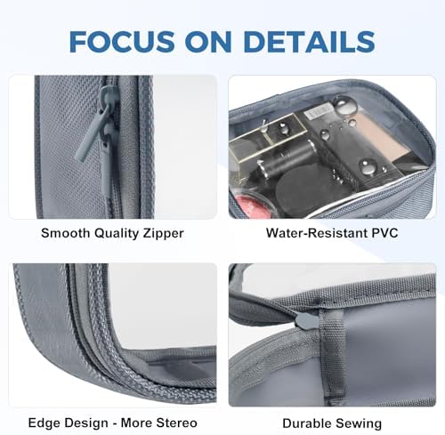 Moyad TSA Approved Clear Toiletry Bag, 2 Pack Quart Size 3-1-1 Liquids Pouch for Travel, Transparent Makeup & Cosmetic Organizer for Women Men, Grey - Image 5