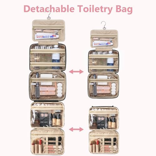 urophylla Detachable Travel Toiletry Bag for Women - Large Toiletry Bags for Traveling Women, Hanging Makeup Cosmetic Bag, Cruise Ship Essentials, Travel Size Toiletries, Valentines Day Gifts for Her - Image 2