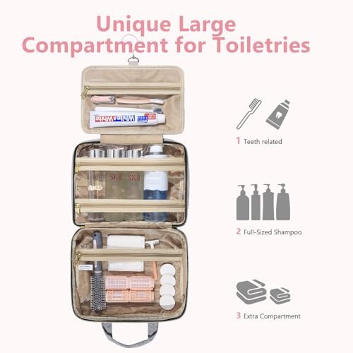 urophylla Detachable Travel Toiletry Bag for Women - Large Toiletry Bags for Traveling Women, Hanging Makeup Cosmetic Bag, Cruise Ship Essentials, Travel Size Toiletries, Valentines Day Gifts for Her - Image 3
