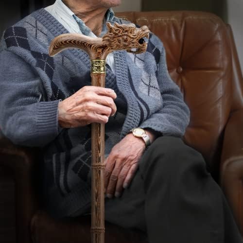 Wooden Cane, Hand Carved High-end Walking Cane for Men and Women, Lightweight Design Support Up to 500lbs Dragon Canes for Seniors, Suitable for Discerning Personal and Gift Use - Image 3