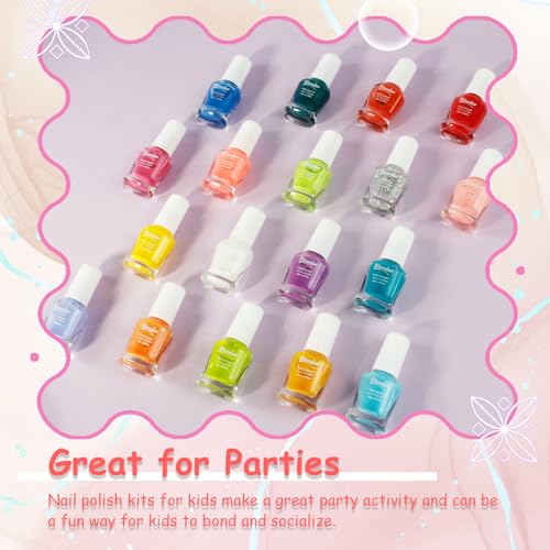 Kids Nail Polish - 18 Color Non Toxic Nail Polish for Kids Quick Dry Peel-Off Water Based Toddler Nail Polish, Rainbow Colors Gifts Nail Polish Kids for Ages 3+ - Image 5
