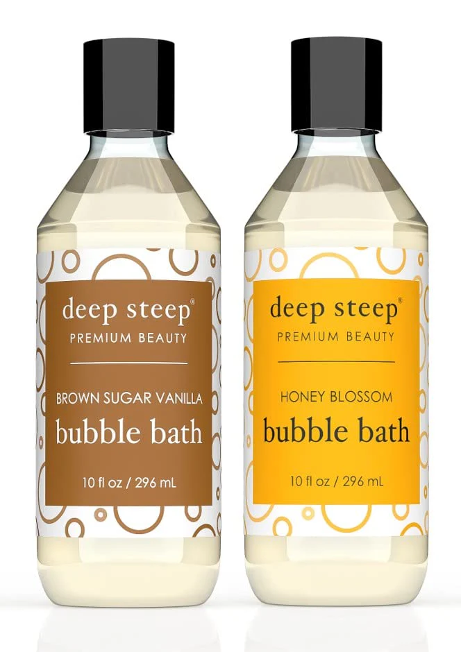 Deep Steep Bubble Bath, 10oz (2 Pack) (Aromatherpy) (Sweet- Brown Sugar Vanilla & Honey Blossom)