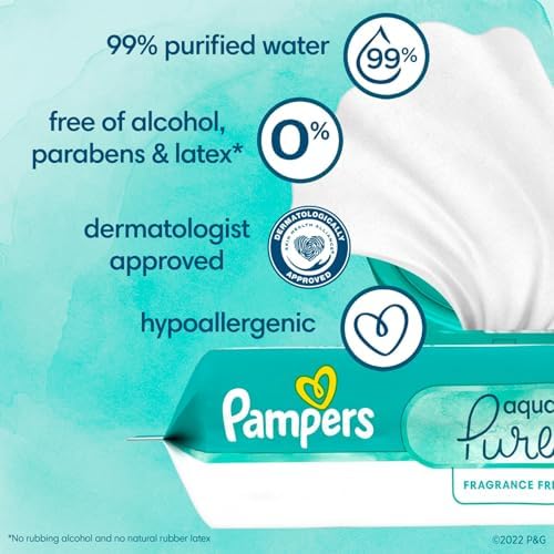 Pampers Pure Protection Disposable Baby Diapers Size 4, 2 Month Supply (2 x 150 Count) with Aqua Pure Sensitive Baby Wipes, 12X Pop-Top Packs (672 Count) - Image 6