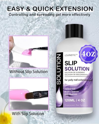 LOUINSTIC Polygel Slip Solution Liquid - 120ml Poly Nail Gel Slip Solutions Anti-stick Slip Solution for Polygels Nail colors - Image 2