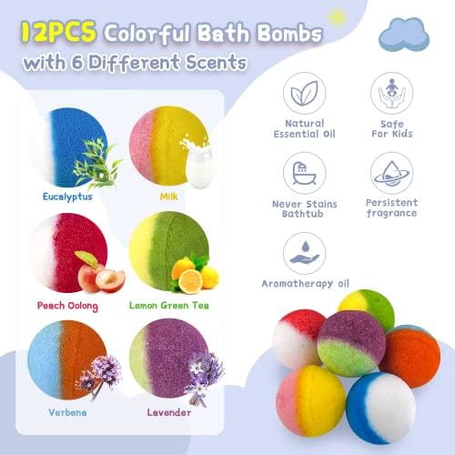 Bath Bombs for Kids, 12pcs Bath Bombs with Surprise Crystal Toys Inside, Handmade Natural and Organic Bubble Bath Fizzies, Birthday Easter Gift for Girls and Boys - Image 3