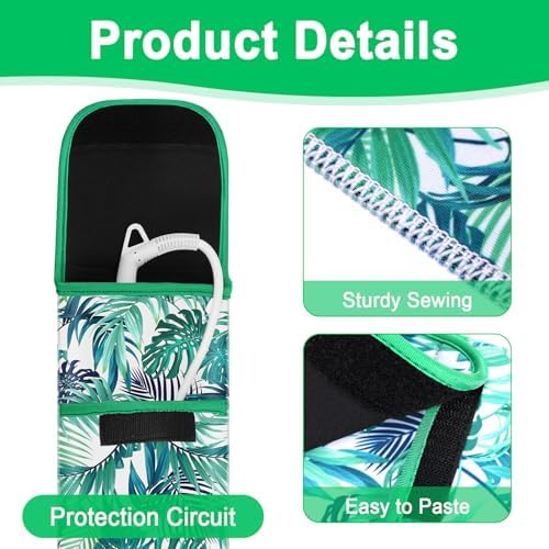 Shappy 2 Pieces Flat Iron Case Heat Resistant Travel Bag Hot Curling Iron Case Cover Holder Neoprene Straightener Holder and Silicone Hot Tools Flat Travel Sleeve(Frond Style) - Image 2
