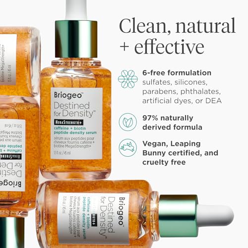 Briogeo Destined For Density MegaStrength+ Caffeine + Biotin Peptide Density Serum, Increases Hair Thickness and Density, Fast-Absorbing & Non-Greasy, Fragrance-Free, Vegan, Cruelty-Free, 1.5 fl oz - Image 9