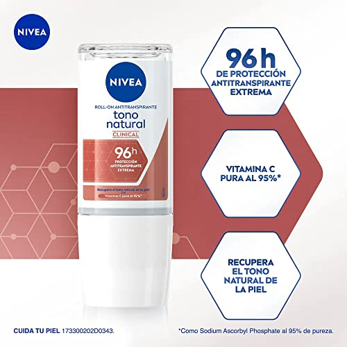 Clinical Whitening Deodorant Natural Tone / 96 hour protection antiperspirant for women in roll on/Pack of 3 (50 milliliters 1.7 Fl Oz) - Image 3