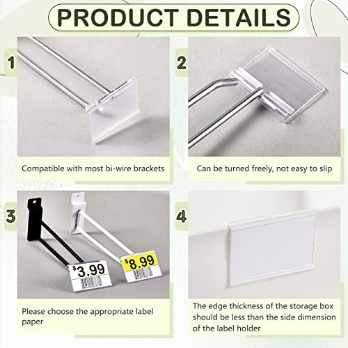 Tatuo 200 Pcs Plastic Wire Shelf Label Holders Clear Reusable Price Tags Display Shelf for Pantry Retail Merchandise Supermarket Bins Clip on Price Labels Signs for Card Shop Market Basket - Image 4